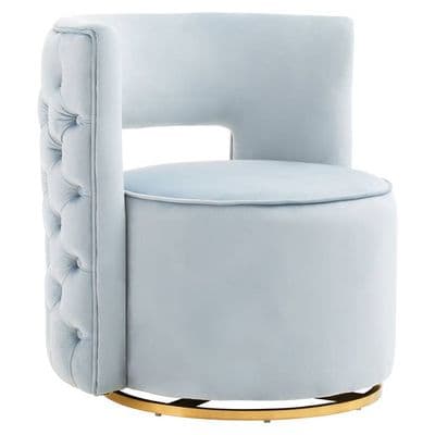 Yasmeen Blue Velvet Swivel Chair - Home Luxe Interior