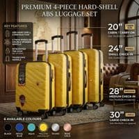 Yellow 4-Piece ABS Luggage Set - TSA Lock & 360° Spinner Wheels