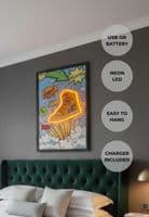 Yellow Sneaker Neon LED Wall Art - 40x60cm Pop Art Comic Book Canvas USB