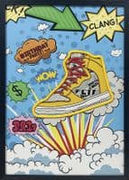 Yellow Sneaker Neon LED Wall Art - 40x60cm Pop Art Comic Book Canvas USB