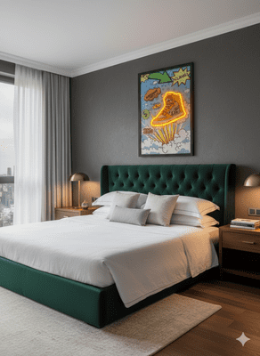 Yellow Sneaker Neon LED Wall Art - 40x60cm Pop Art Comic Book Canvas USB