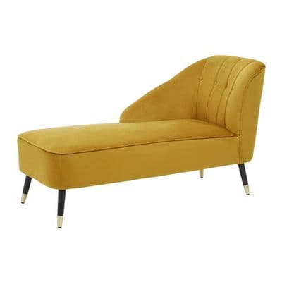 Yvette Mustard Velvet Chaise Lounge – Home Luxe Interior