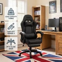 ZADAR Black Musical Gaming Chair with Bluetooth, RGB & Footrest