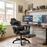 ZADAR Black Musical Gaming Chair with Bluetooth, RGB & Footrest