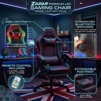 ZADAR Black Musical Gaming Chair with Bluetooth, RGB & Footrest