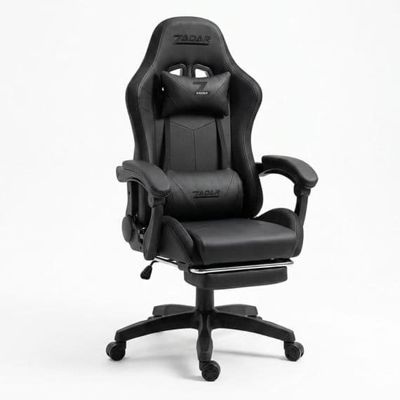 ZADAR Black Musical Gaming Chair with Bluetooth, RGB & Footrest