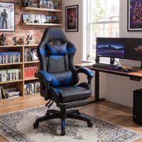 ZADAR Blue/Black Musical Gaming Chair with Bluetooth, RGB & Footrest