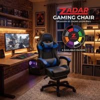 ZADAR Blue/Black Musical Gaming Chair with Bluetooth, RGB & Footrest