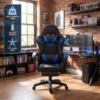 ZADAR Blue/Black Musical Gaming Chair with Bluetooth, RGB & Footrest