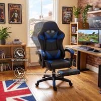 ZADAR Blue/Black Musical Gaming Chair with Bluetooth, RGB & Footrest