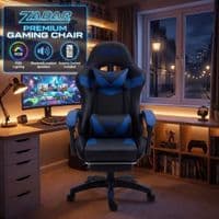ZADAR Blue/Black Musical Gaming Chair with Bluetooth, RGB & Footrest