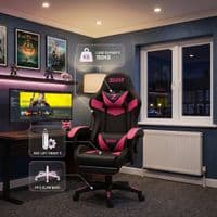 ZADAR Dark Pink/Black Gaming Chair with Bluetooth Speakers & RGB