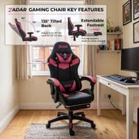 ZADAR Dark Pink/Black Gaming Chair with Bluetooth Speakers & RGB