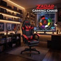 ZADAR Red/Black Musical Gaming Chair with Bluetooth, RGB & Footrest