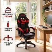 ZADAR Red/Black Musical Gaming Chair with Bluetooth, RGB & Footrest