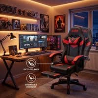 ZADAR Red/Black Musical Gaming Chair with Bluetooth, RGB & Footrest