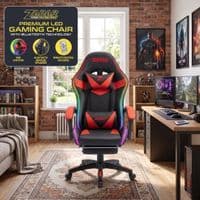 ZADAR Red/Black Musical Gaming Chair with Bluetooth, RGB & Footrest
