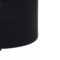 Zamora Round Black Velvet Ottoman - Button Tufted with Stud Detail