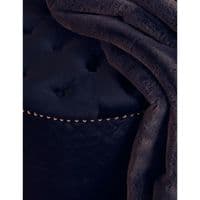 Zamora Round Black Velvet Ottoman - Button Tufted with Stud Detail