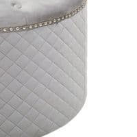 Zamora Round Grey Velvet Ottoman with Button Tufting & Stud Detail