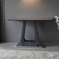 Zermatt 110cm Grey Ceramic Console Table with Black Metal U-Base