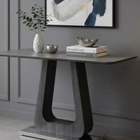 Zermatt 110cm Grey Ceramic Console Table with Black Metal U-Base