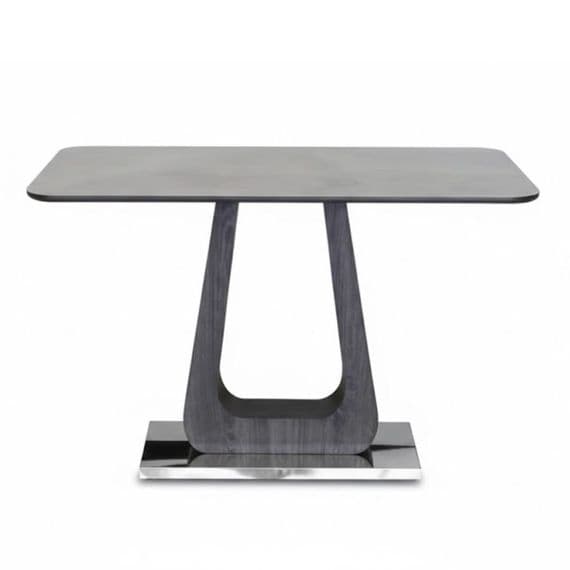 Zermatt 110cm Grey Ceramic Console Table with Black Metal U-Base