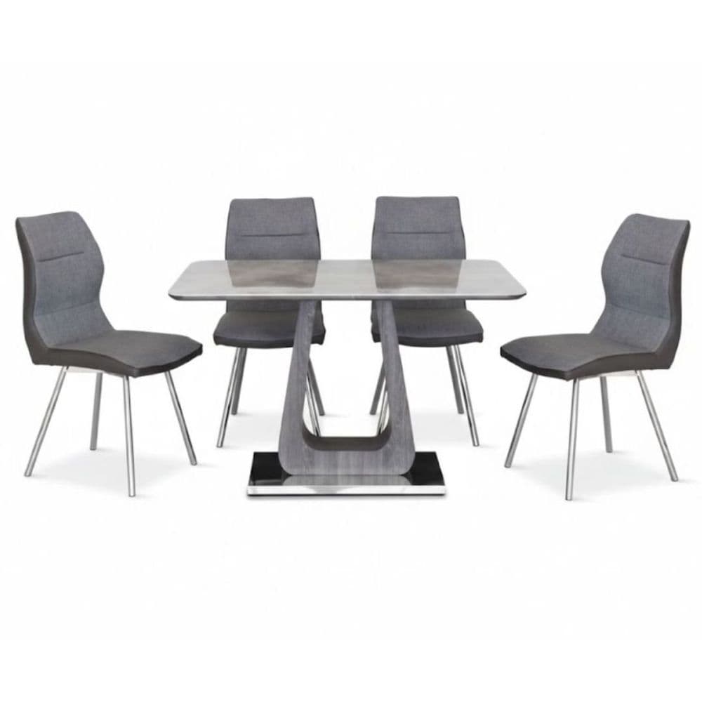 Zermatt 120cm Grey Ceramic Dining Table and 4 Zermatt Dining Chairs
