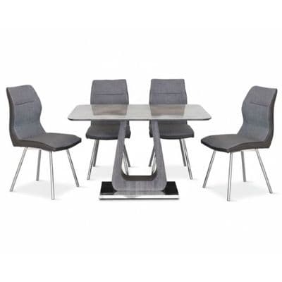 Zermatt 120cm Grey Ceramic Dining Table and 4 Zermatt Dining Chairs