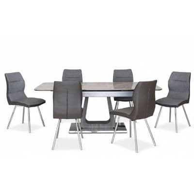 Zermatt 160-200cm Ceramic Extending Table & 6 Zermatt Dining Chairs