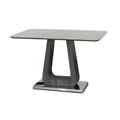Zermatt 55cm Grey Ceramic Lamp Table with Architectural Black Base