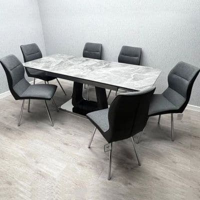 Zermatt Extending Dining Table Set + 6 Chairs | Home Luxe Interior