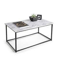 Zurich Marble Finish Coffee Table with Black Metal Frame Living Room