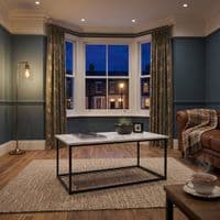 Zurich Marble Finish Coffee Table with Black Metal Frame Living Room