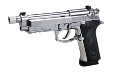 KLI 92A3 Silver Threaded Barrel 4.5mm Co2 Blowback Air Pistol With Hard Pistol Case