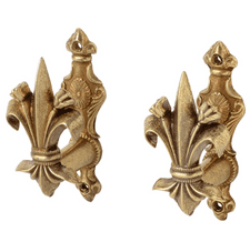 Pair Fleur De Lys Gun Mounts Gold