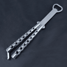 SILVER BALISONG BOTTLE OPENER