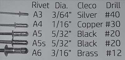 A5S Rivets for Zenair aircraft (pack of 10 rivets)