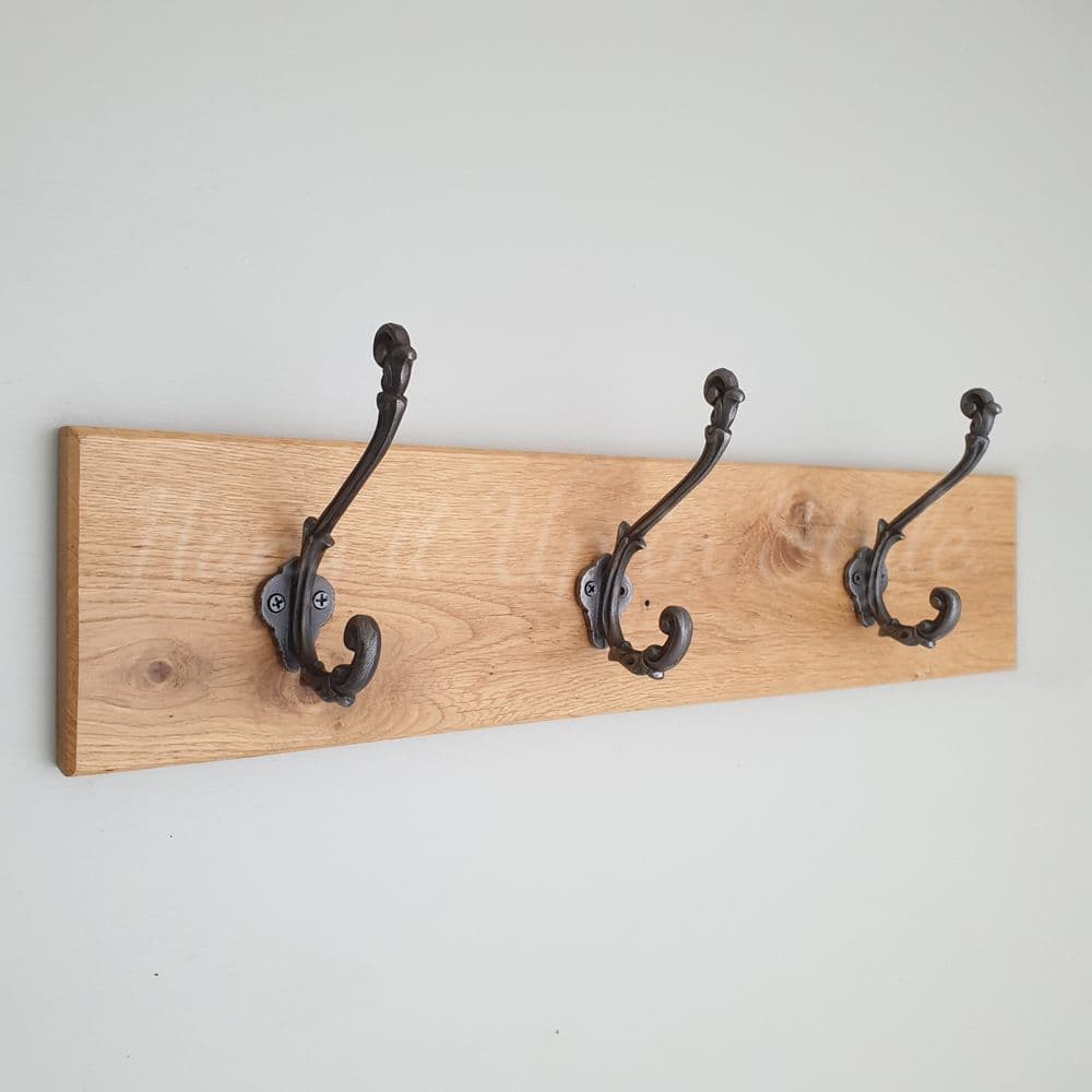 OAK RACK French Ornate coat hooks
