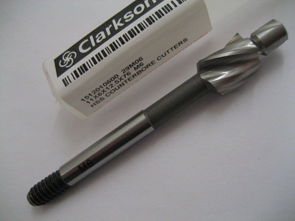 M6 x 11mm COUNTERBORE TOOL HSS 3 FLUTED CLARKSON EUROPA TOOL 1512010600