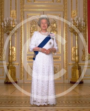 Official Image of The Late Queen Elizabeth II in evening dress - Full Length - D3/ML