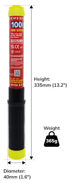 Fire Safety Stick 100 Second - Dimensions