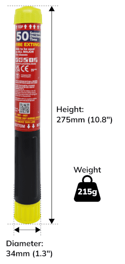 Fire Safety Stick 50 Second - Dimensions