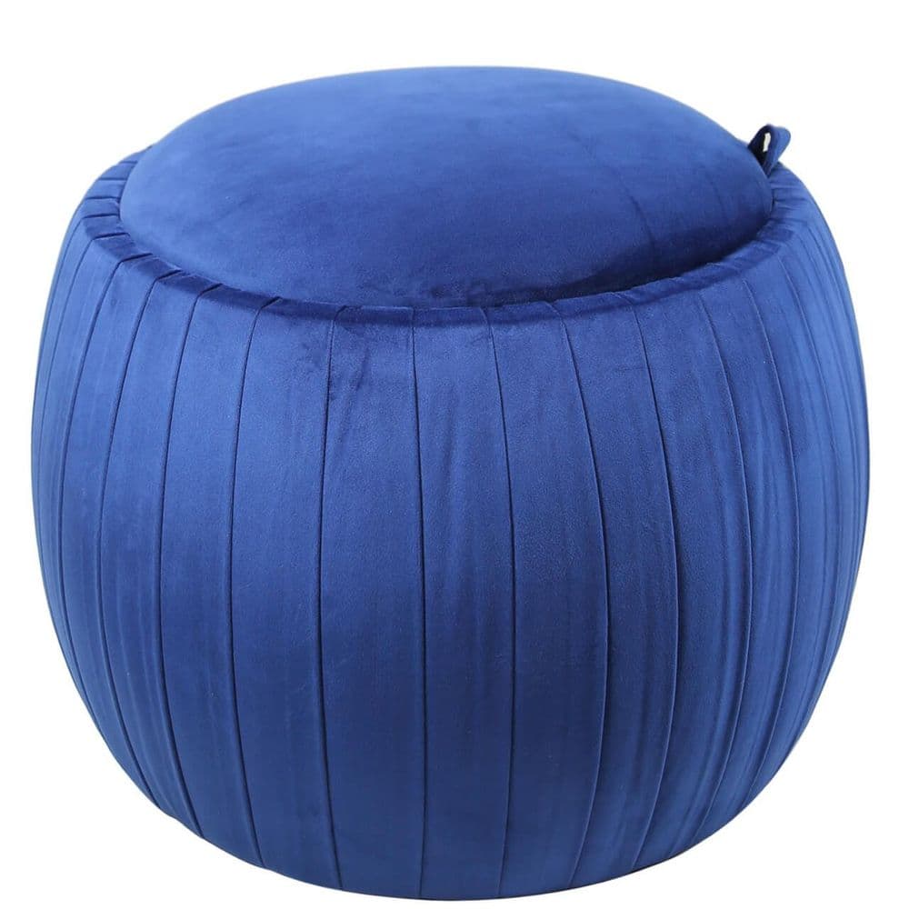 Round Blue Fabric Storage Stool