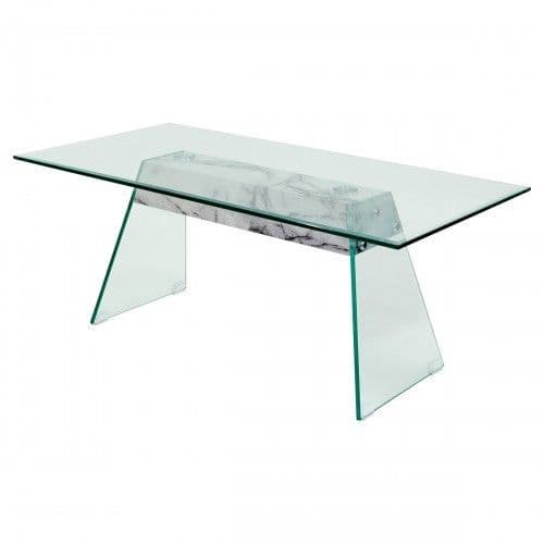 Talladega Glass Coffee Table - Marble effect base