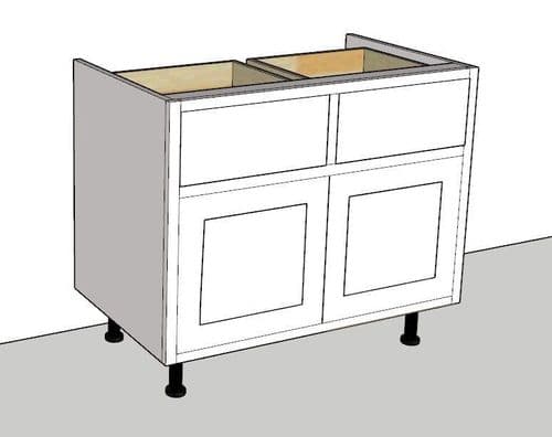 (1 IN STOCK) In-Frame Style, 1000mm wide Solid Pine 2 door / 2 soft close drawer base  unit