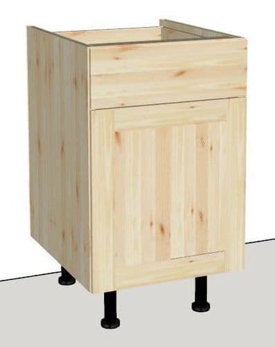 (1 IN STOCK) Overlay Style, 500mm wide Solid Pine 1 door / 1 drawer base unit