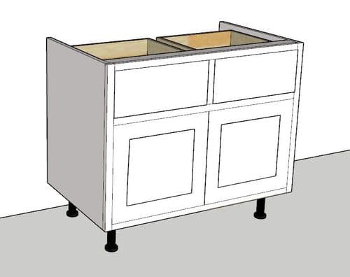 In-Frame Adjustable Style 2 Door & 2 Drawer Kitchen Base Unit 1000mm Wide