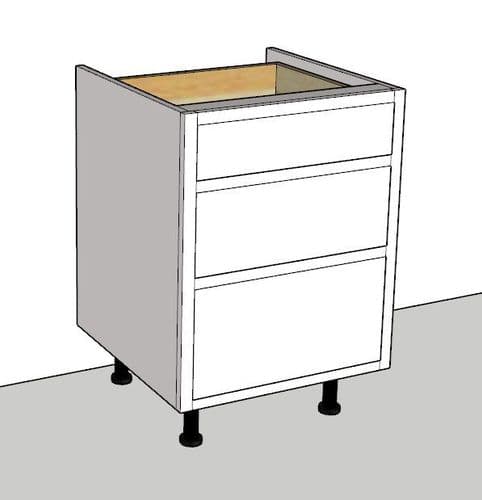 In-Frame Adjustable Style 3 Drawer Ascending Kitchen Base Unit 600mm Wide