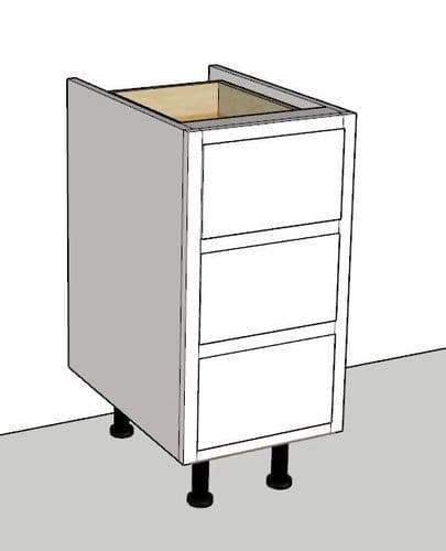 In-Frame Adjustable Style 3 Drawer Kitchen Base Unit 400mm Wide